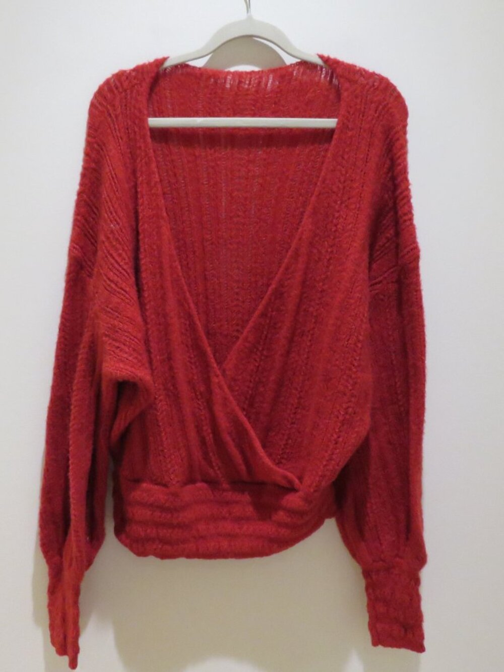 HALARA Sheer V Neck Long Sleeve Work Sweater-Front and Back Wearable Rose Bud - Picture 3 of 16